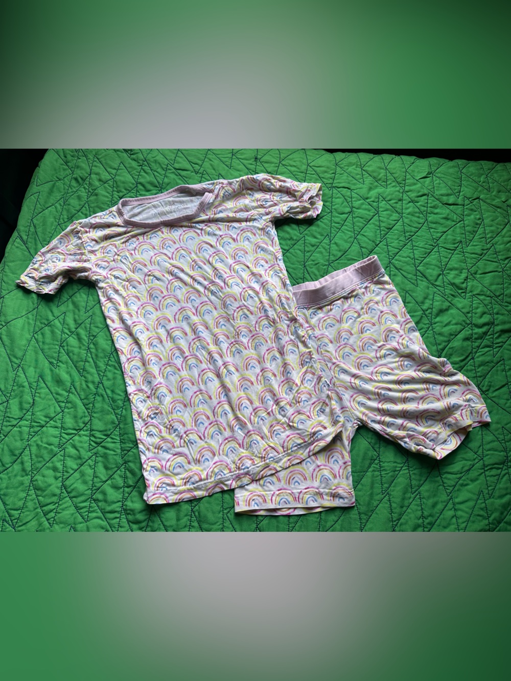 Little sleepies kids Pink Rainbow Print Short Sleeve Pajama Set